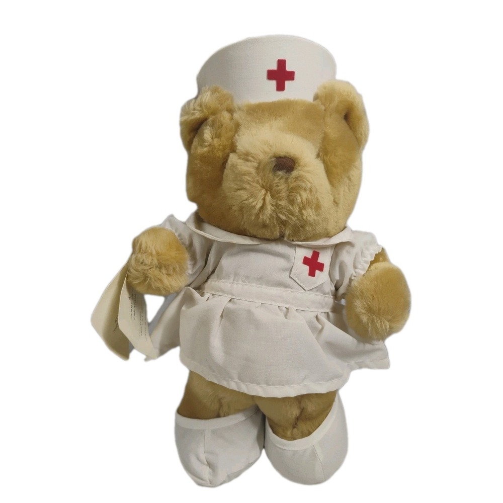 Jerry‎ Elsner 11" Nurse Feelwell 942 Brown Plush Teddy Bear Stuffed Animal Vtg